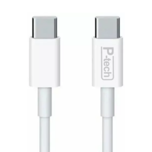 כבל סנכרון וטעינה 65W באורך 1 מטר עם חיבור USB Type-C ל-USB Type-C מבית Power-Tech לבן