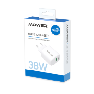 מטען בית Usb C כפול קומפקטי ובטיחותי 38w לבן Mower