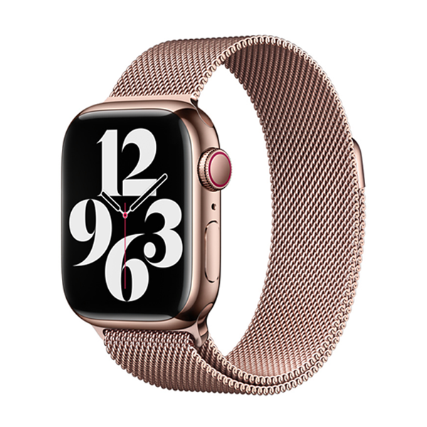 רצועת מתכת זהב ורוד מקורית ל Apple Watch Milanese Loop Band 42/44/45/49 מ"מ