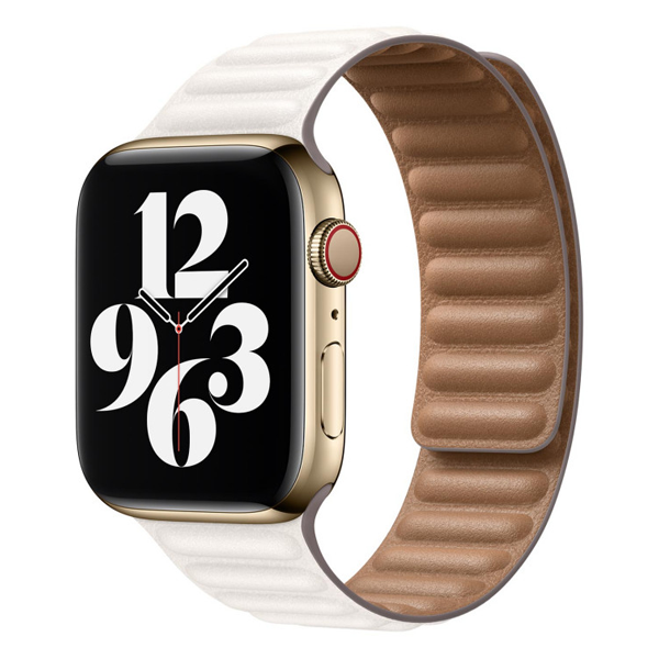 רצועת עור לשעון אפל 41 מ"מ מקורית לבן Apple Watch Leather Link S/M