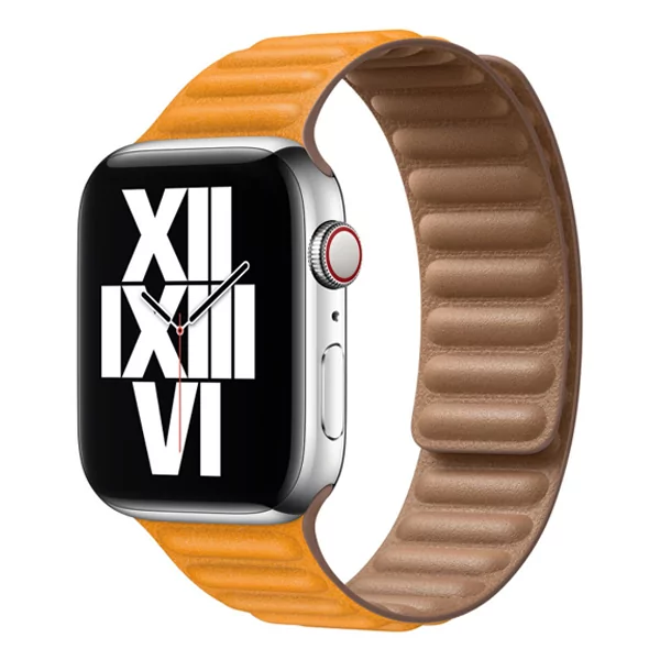 רצועת עור לשעון אפל 44 מ"מ מקורית צהוב Apple Watch Leather Link M/L