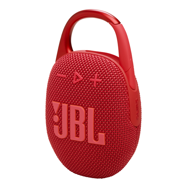 רמקול JBL Clip 5 אדום נייד עם סאונד עוצמתי ועמידות למים