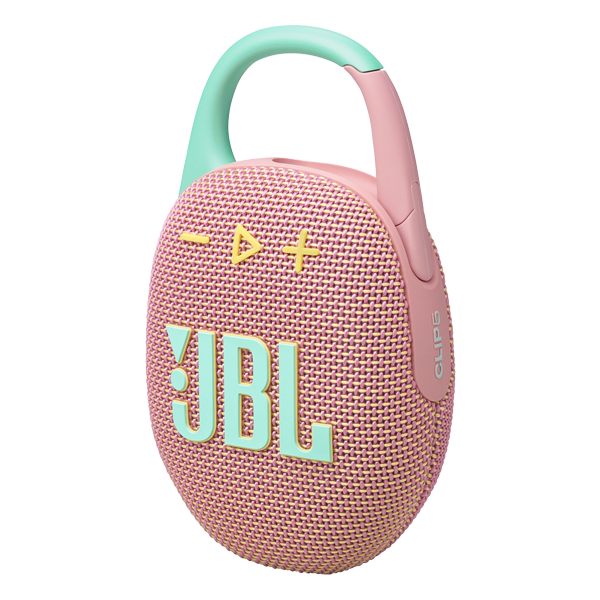 רמקול JBL Clip 5 ורוד נייד עם סאונד עוצמתי ועמידות למים