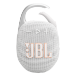 רמקול JBL Clip 5 לבן נייד עם סאונד עוצמתי ועמידות למים