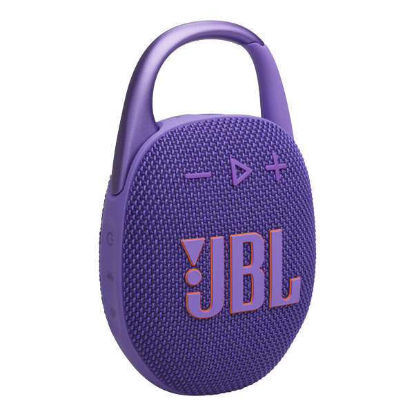 רמקול JBL Clip 5 סגול נייד עם סאונד עוצמתי ועמידות למים