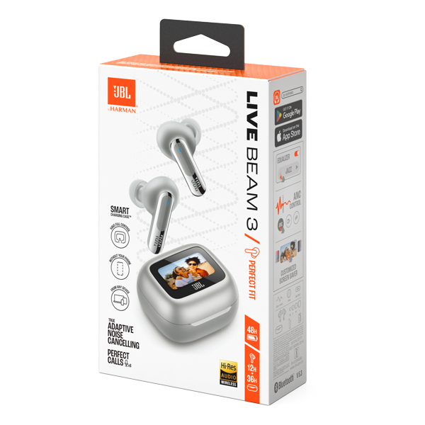 אוזניות JBL Live Beam 3 כסף איכות שמע מרהיבה עם חווית משתמש מתקדמת