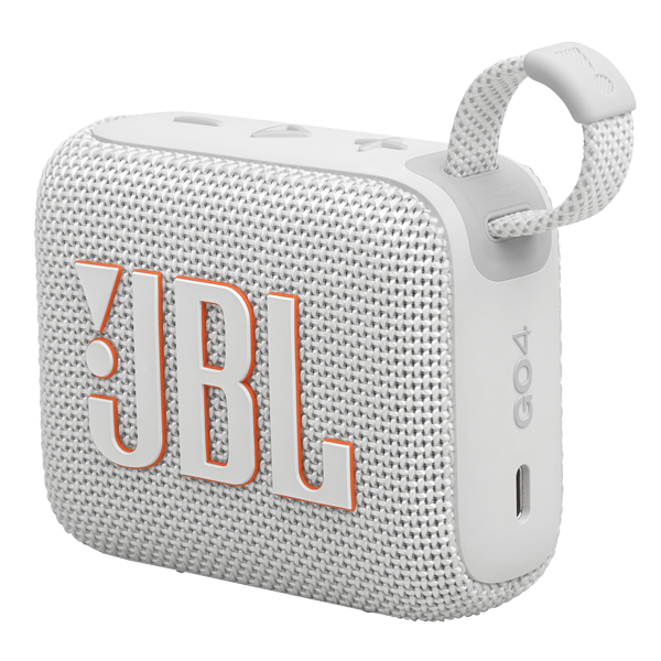 רמקול JBL Go 4 לבן נייד עם סאונד עוצמתי ועמידות למים