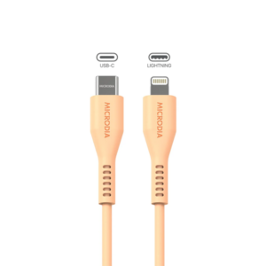 כבל USB-C ל-Lightning כתום אפרסק בהספק 60W באורך 1.3 מטר MICRODIA