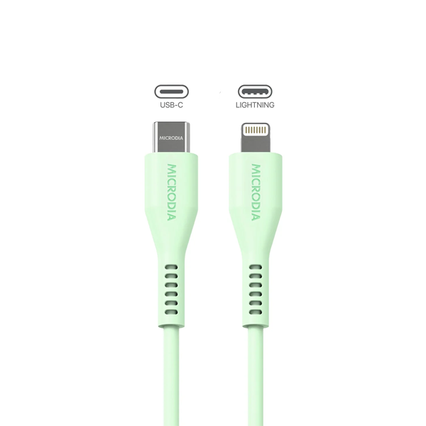 כבל USB-C ל-Lightning ירוק מנטה בהספק 60W באורך 1.3 מטר MICRODIA