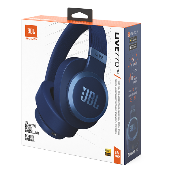 אוזניות אלחוטיות JBL Live 770NC עם חיי סוללה ארוכים צבע כחול