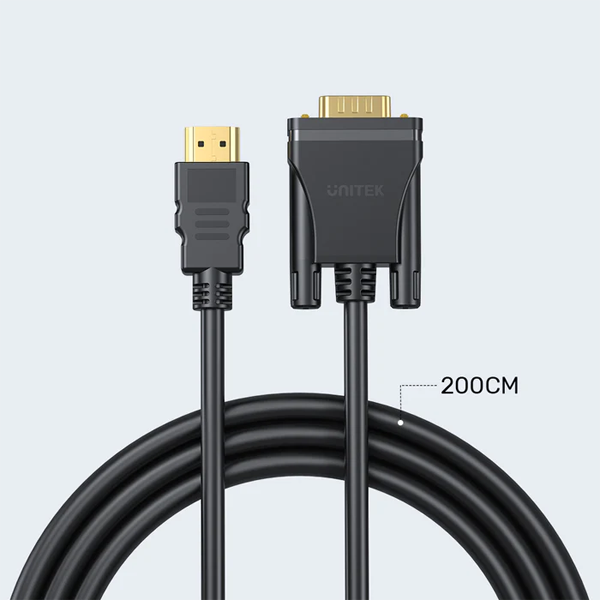 כבל Hdmi לvga שחור איכותי בעל תמיכה ב 1080p מבית Unitek