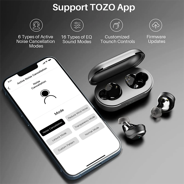 אוזניות אלחוטיות TOZO NC9 Pro עם ביטול רעשים אקטיבי מתקדם