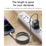 כבל מגנטי USB-C ל-Lightning אפור באורך 1 מטר לטעינה והעברת נתונים מהירים Yesido CA172L