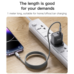 כבל מגנטי USB-C ל-Lightning אפור באורך 1 מטר לטעינה והעברת נתונים מהירים Yesido CA172L