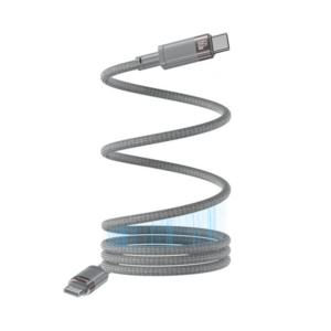 כבל מגנטי USB-C ל-USB-C אפור באורך 1 מטר לטעינה והעברת נתונים מהירים Yesido CA172C