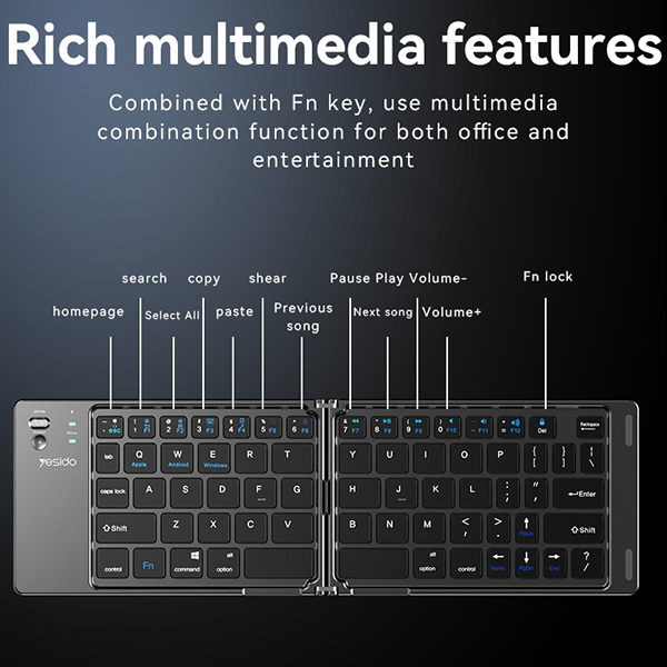 מקלדת אלחוטית מתקפלת Yesido KB27 ניידות מושלמת וכפתורים שקטים