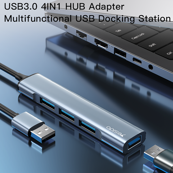 מתאם USB 3.0 קומפקטי וחכם עם 4 יציאות Yesido HB18