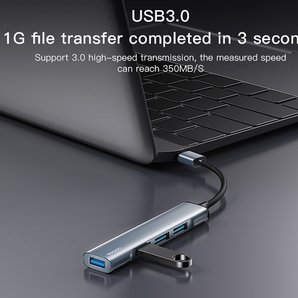 מתאם USB 3.0 קומפקטי וחכם עם 4 יציאות Yesido HB18