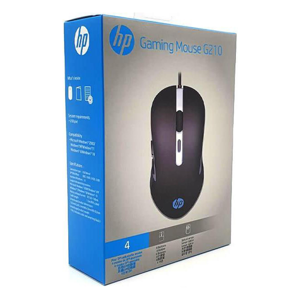 עכבר גיימינג HP G210 חוטי USB-A עם עיצוב ארגונומי מתקדם ותאורת LED