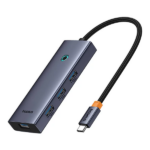 האב USB-C עם 5 כניסות USB 3.0, RJ45, PD איכותי Baseus UltraJoy אפור