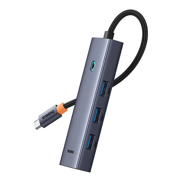 האב USB-C עם 5 כניסות USB 3.0, RJ45, PD איכותי Baseus UltraJoy אפור