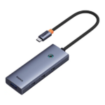 האב USB-C עם 5 כניסות USB 3.0, RJ45, PD איכותי Baseus UltraJoy אפור