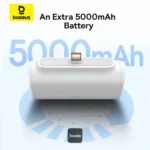 מטען נייד קומפקטי 5000mAh טעינה מהירה 20W עם חיבור Type-C מובנה Baseus Compact לבן