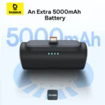 מטען נייד קומפקטי 5000mAh טעינה מהירה 20W עם חיבור Type-C מובנה Baseus Compact שחור