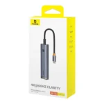 מתאם USB-C עם 5 חיבורים HDMI, USB3.0x2, PD ו-RJ45 מבית Baseus UltraJoy אפור