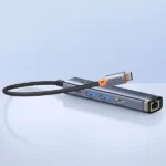 מתאם USB-C עם 5 חיבורים HDMI, USB3.0x2, PD ו-RJ45 מבית Baseus UltraJoy אפור