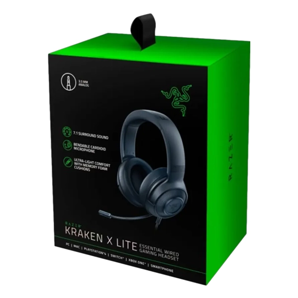 אוזניות גיימינג Razer Kraken X Lite RGB שמע איכותי ומשקל קל במיוחד