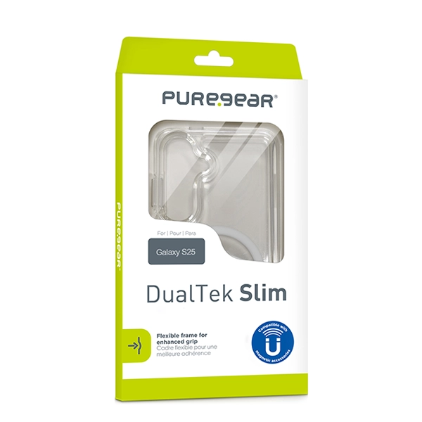 מגן שקוף לגלקסי S25 עם תמיכה ב-Magents סדרת DualTek Slim מבית PureGear