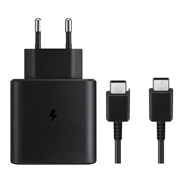 מטען מקורי לגלקסי S25 פלוס שחור עם כבל USB-C באורך 1 מטר 45 וואט Super Fast Charger