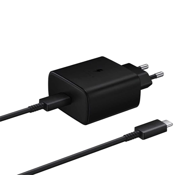 מטען מקורי לגלקסי S25 שחור עם כבל USB-C באורך 1 מטר 25 וואט Super Fast Charger