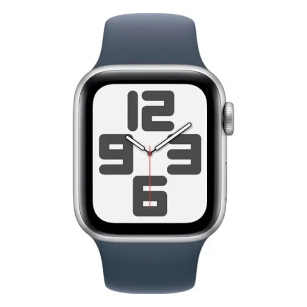 שעון חכם Apple Watch Series SE 2022 40mm כסוף אלומיניום תומך GPS עם רצועת סיליקון כחולה